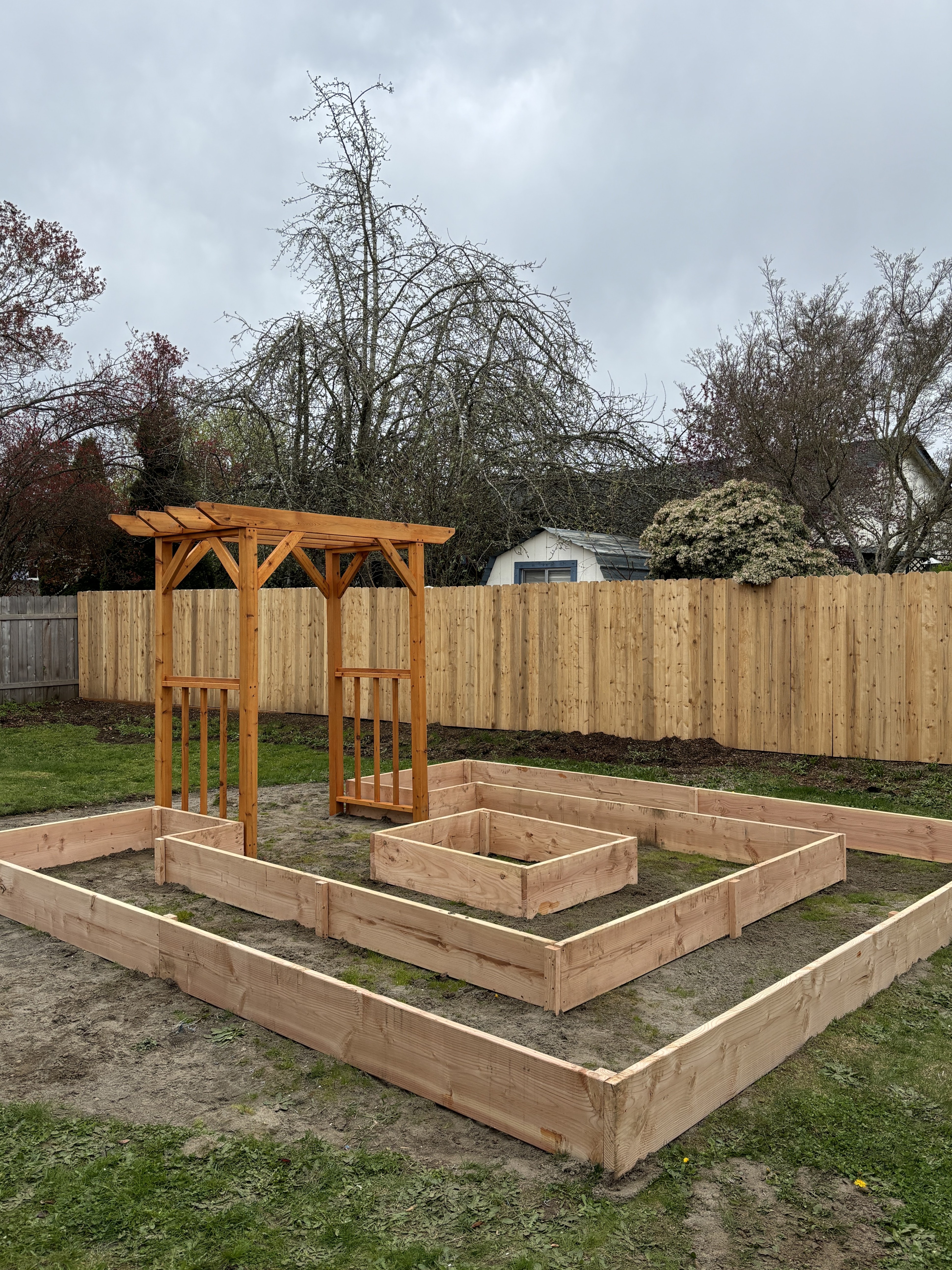 Garden bed frame before stain